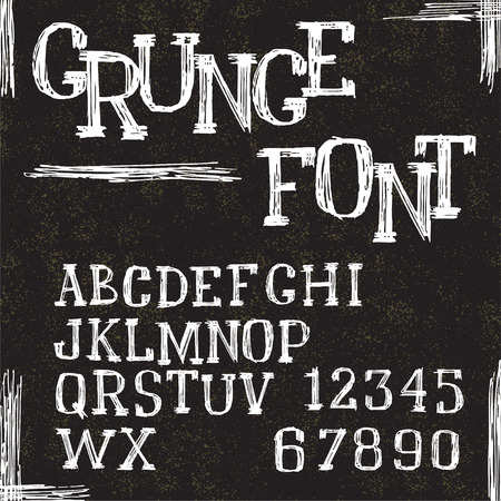 Grunge alphabet letters and numbers  Vectorのイラスト素材