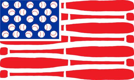 American flag made of bats and balls. Vector illustration.のイラスト素材