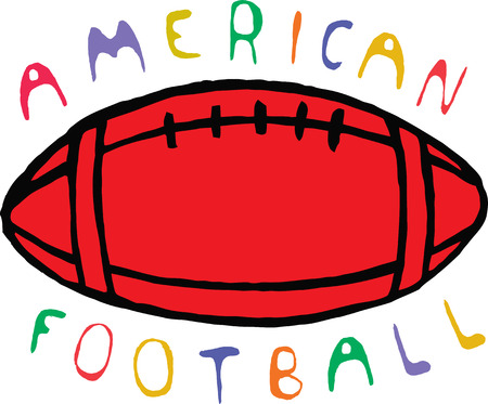 Color american football design with text.  Vector illustration.のイラスト素材