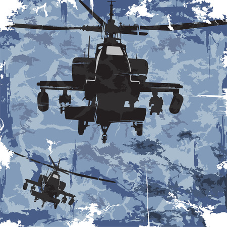 Army grunge background with helicopter  Vectorのイラスト素材