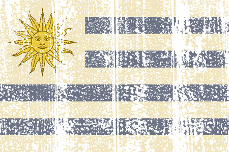 Uruguayan grunge flag. Vector illustration. Grunge effect can be cleaned easily.のイラスト素材