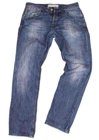 Blue jeans isolated on white background. Clipping paths included.の写真素材