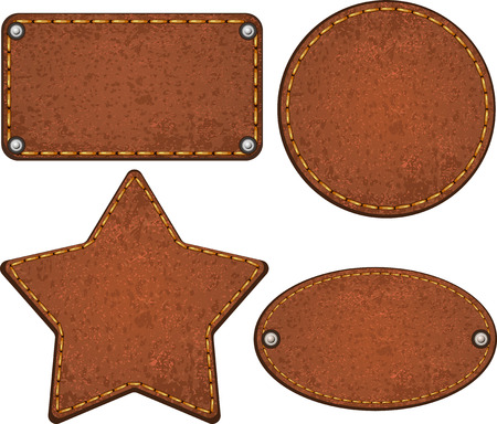 Set of different leather labels. のイラスト素材