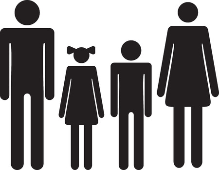 Silhouette family. Icon woman, man, boy, girlのイラスト素材