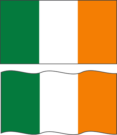 Flat and waving Irish Flag. Vectorのイラスト素材