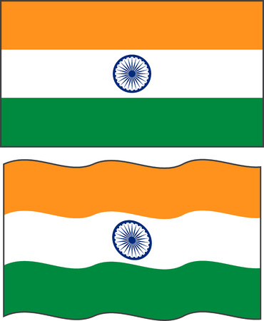 Flat and waving Indian Flag. Vectorのイラスト素材
