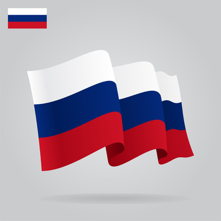 Flat and waving Russian Flag.のイラスト素材