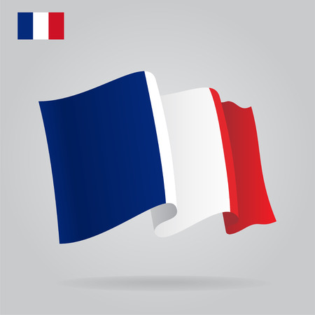 Flat and waving French Flag. のイラスト素材