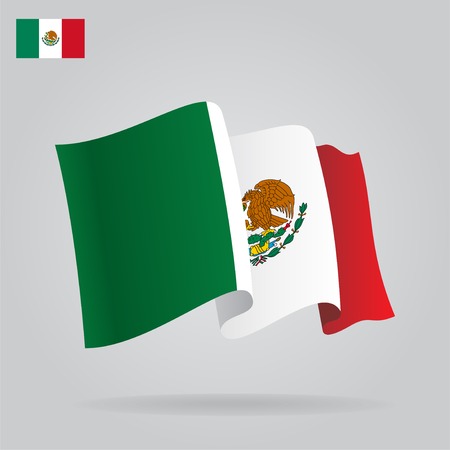 Flat and waving Mexican Flag. のイラスト素材