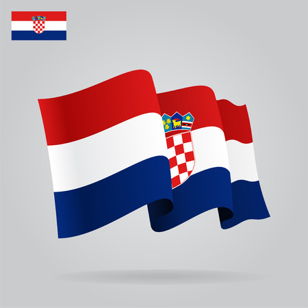 Flat and waving Croatian Flag.のイラスト素材