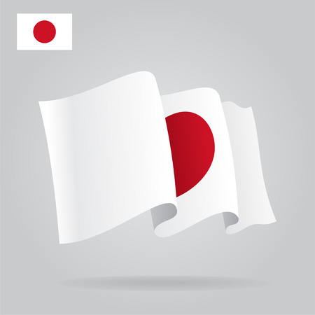 Flat and waving Japanese Flag.のイラスト素材