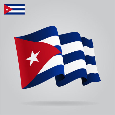 Flat and waving Cuban Flag. のイラスト素材
