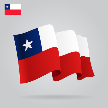 Flat and waving Chile Flag. のイラスト素材