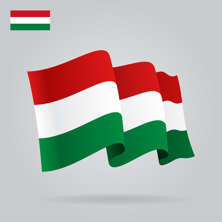 Flat and waving Hungarian Flag. Vectorのイラスト素材