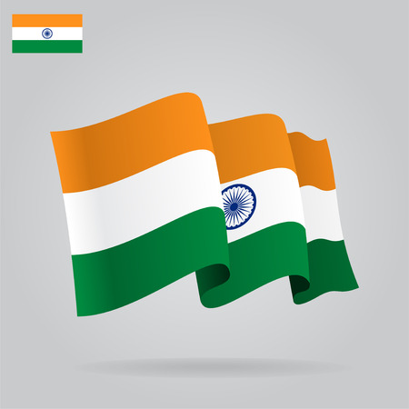 Flat and waving Indian Flag. Vectorのイラスト素材