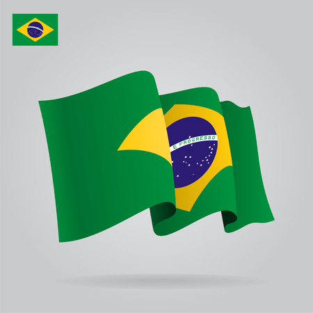 Flat and waving Brazilian Flag. Vectorのイラスト素材