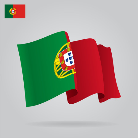 Flat and waving Portuguese Flag. Vectorのイラスト素材
