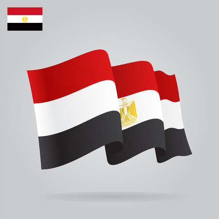 Flat and waving Egyptian Flag. Vectorのイラスト素材