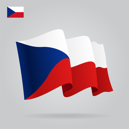 Flat and waving Czech Republic Flag. Vectorのイラスト素材