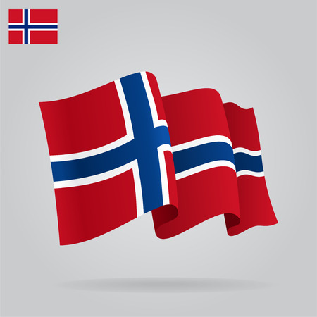 Flat and waving Norwegian Flag. Vectorのイラスト素材
