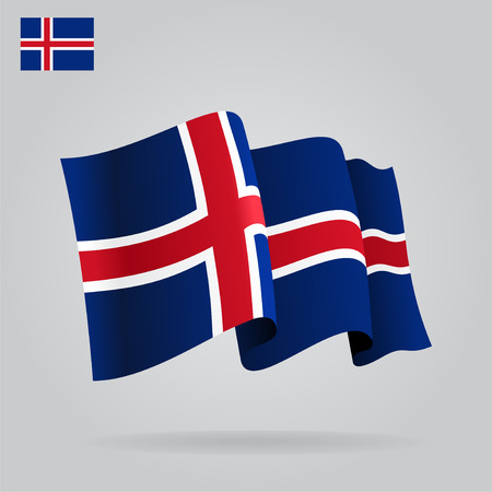 Flat and waving Icelandic Flag. Vectorのイラスト素材
