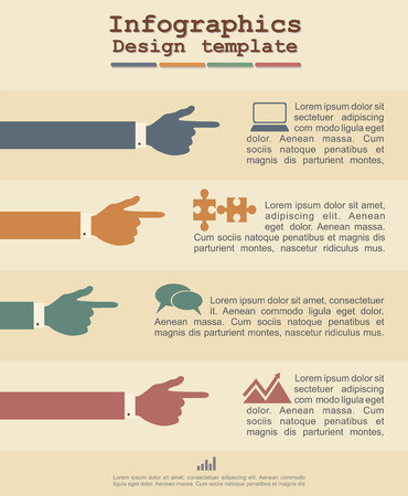 Infographic template with hands and text. Vectorのイラスト素材