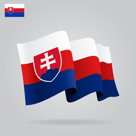 Flat and waving Slovak Flag. Vectorのイラスト素材