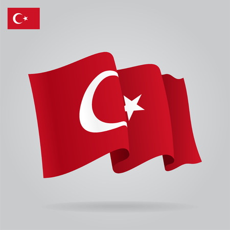 Flat and waving Turkish Flag. Vectorのイラスト素材