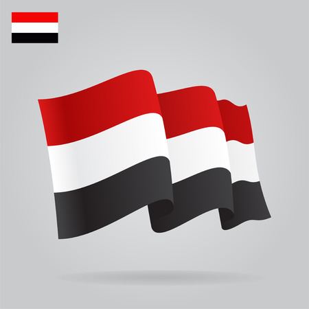 Flat and waving Yemen Flag. Vectorのイラスト素材
