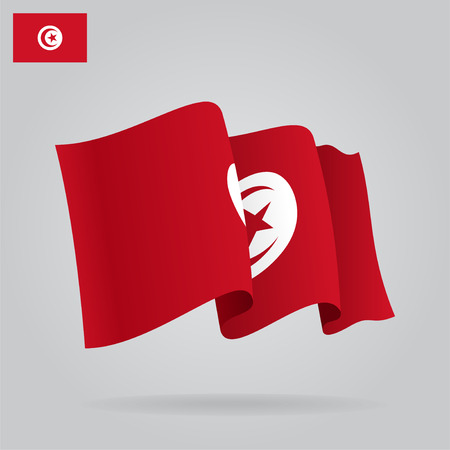 Flat and waving Tunisia Flag. Vectorのイラスト素材