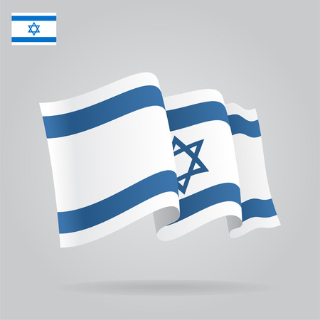 Flat and waving Israeli Flag. Vectorのイラスト素材