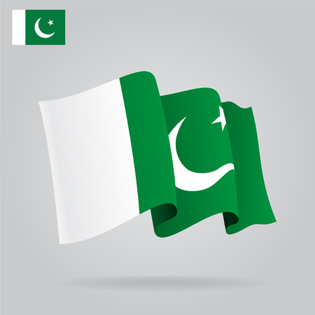 Flat and waving Pakistani Flag. Vectorのイラスト素材