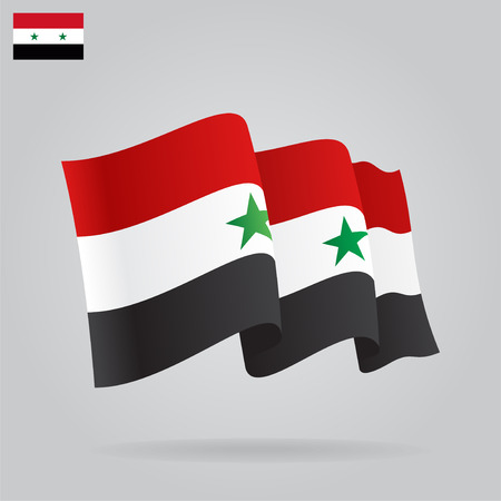 Flat and waving Syrian Flag. Vectorのイラスト素材