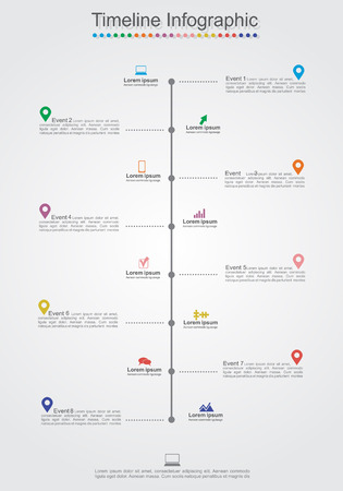Timeline Infographic template with icons. Vectorのイラスト素材