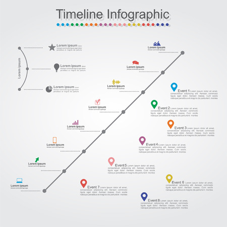 Timeline Infographic template with icons. Vectorのイラスト素材