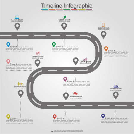 Road infographic timeline element layout. Vectorのイラスト素材
