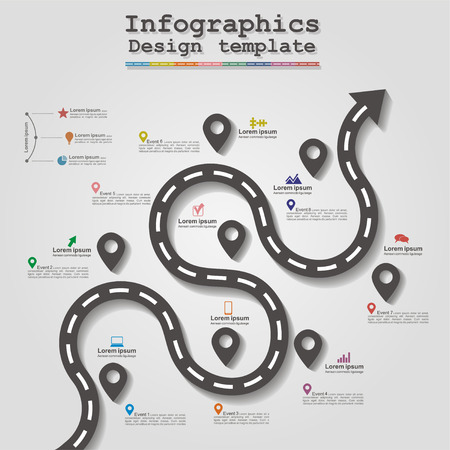 Road infographic timeline element layout. Vectorのイラスト素材