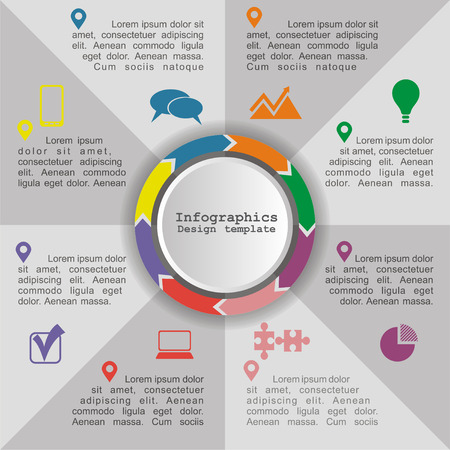 Circle infographic timeline element layout. Vectorのイラスト素材