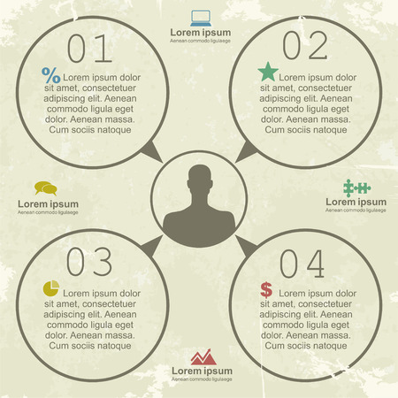 Infographic retro design element layout. Vectorのイラスト素材