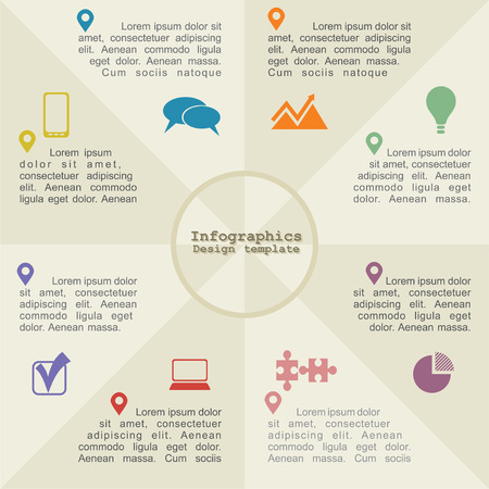 Circle infographic timeline element layout. Vectorのイラスト素材