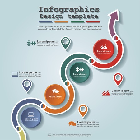 Road infographic timeline element layout. Vectorのイラスト素材