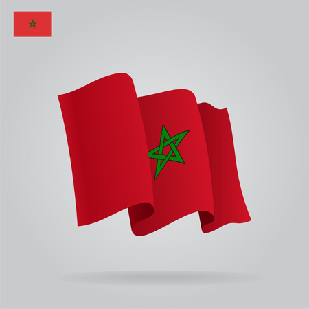 Flat and waving Moroccan Flag. Vectorのイラスト素材
