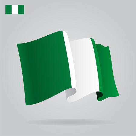 Flat and waving Nigerian Flag. Vectorのイラスト素材