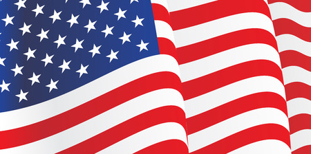 Background with waving American Flag. Vectorのイラスト素材