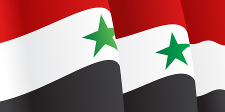 Background with waving Syrian Flag. Vectorのイラスト素材