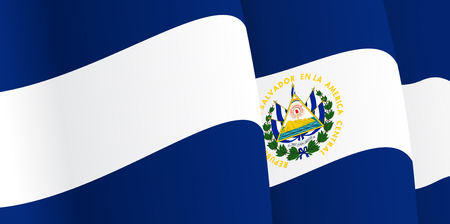 Background with waving Salvador Flag. Vectorのイラスト素材