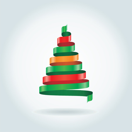 Christmas card with ribbon tree. Vectorのイラスト素材