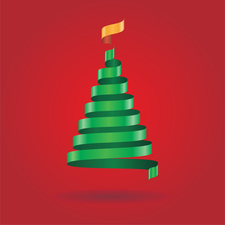 Christmas card with ribbon tree. Vector