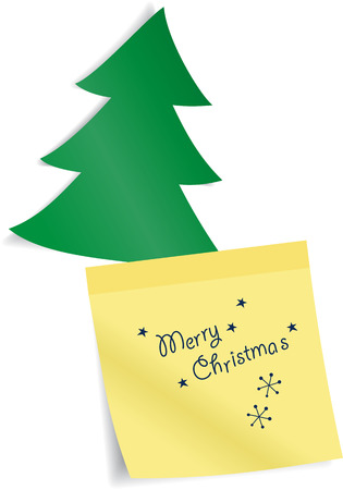Fir tree with paper sticker. Vector illustration Eps 8.のイラスト素材