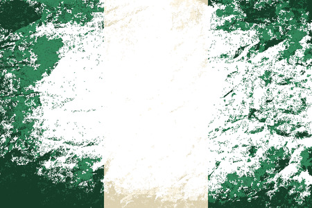 Nigerian flag. Grunge background. Vector illustrationのイラスト素材